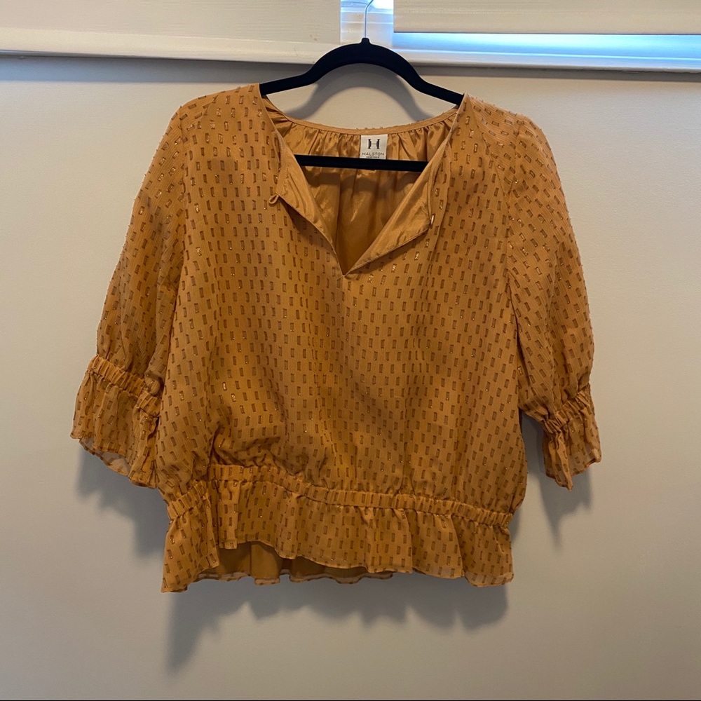 Halston Silk Gold Blouse